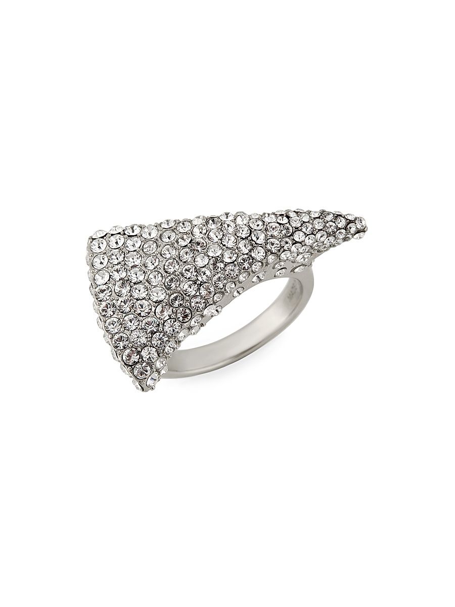 Women's Silvertone & Glass Crystal Tiger's Claw Ring - Silver Grey - Size 6.5