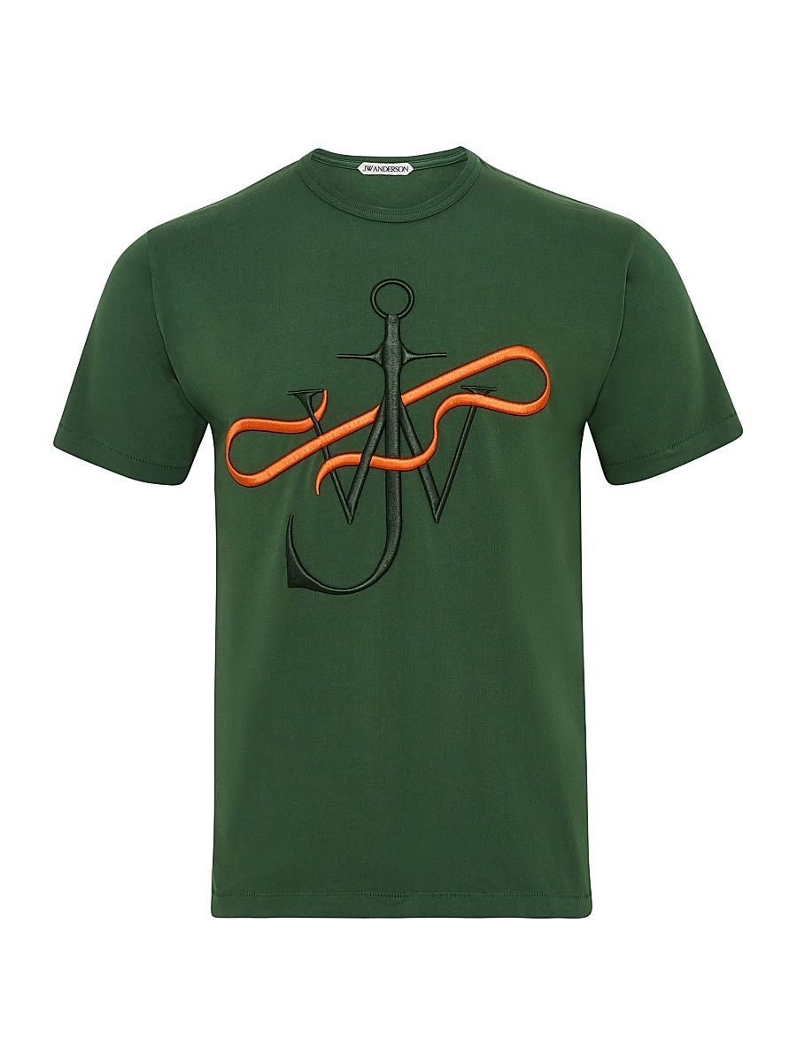 Men's Embroidered Ribbon Anchor T-Shirt - Green - Size XXL