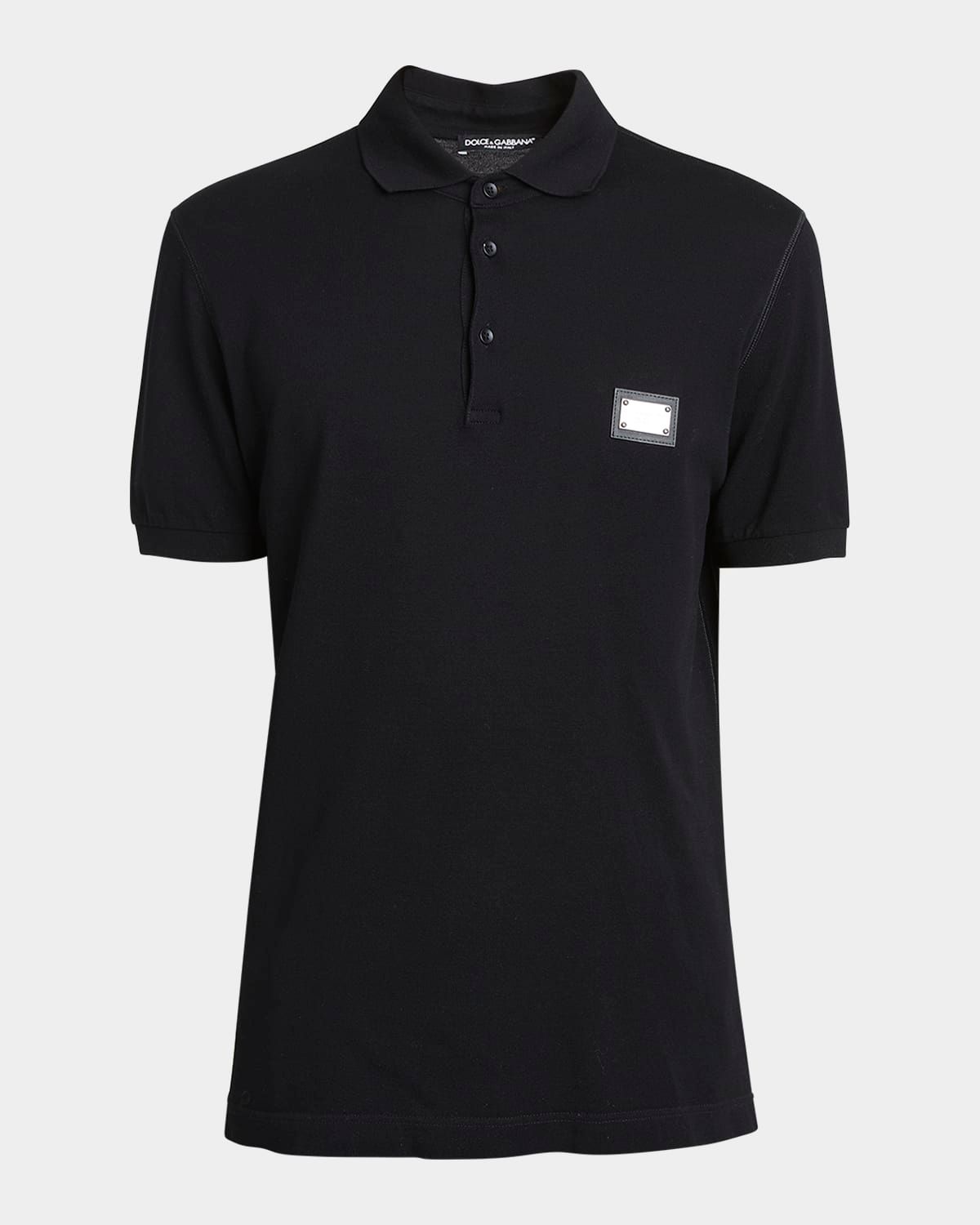 Men & apos;s Basic Polo Shirt with Logo Plaque