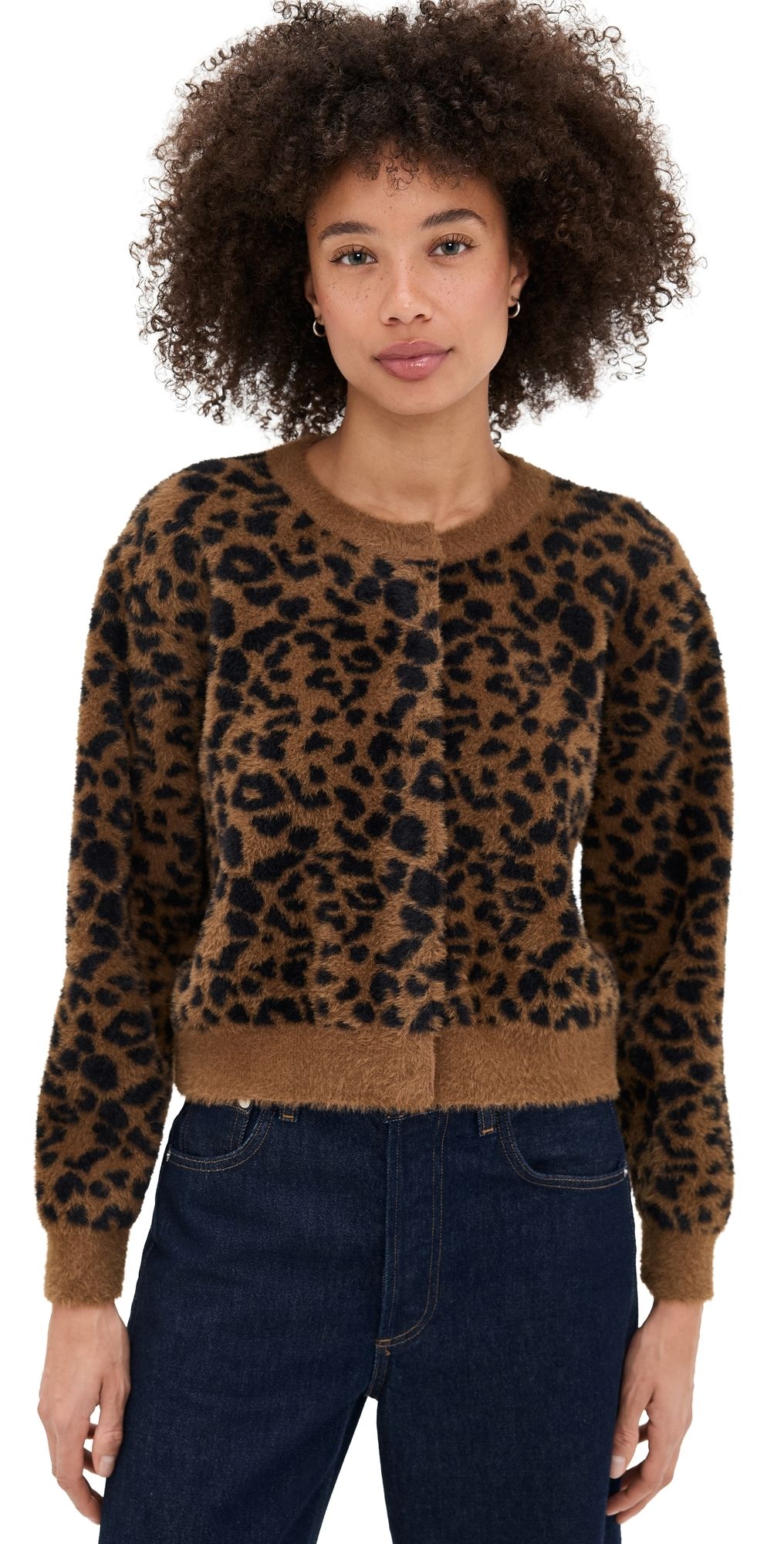 Line & Dot Monroe Leopard Cardigan Brown Multi S
