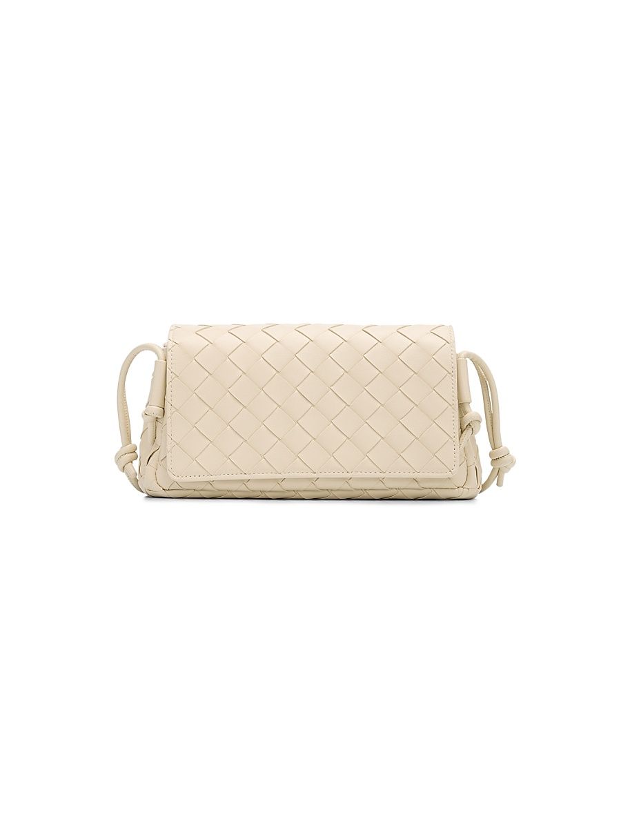 Women's Intrecciato Leather Pouch - Sea Salt Gold