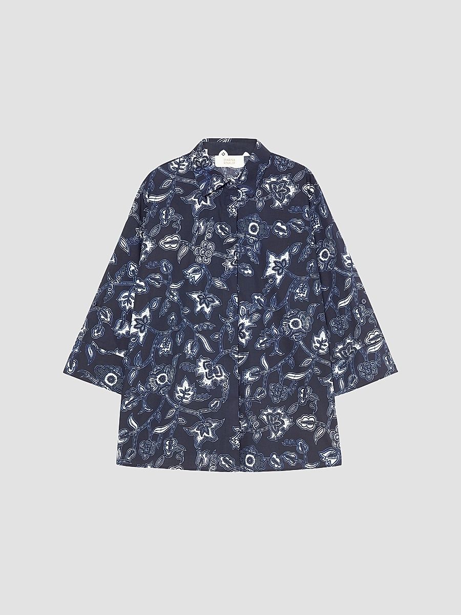 Women's Cotton Poplin Shirt - Navy - Size 12