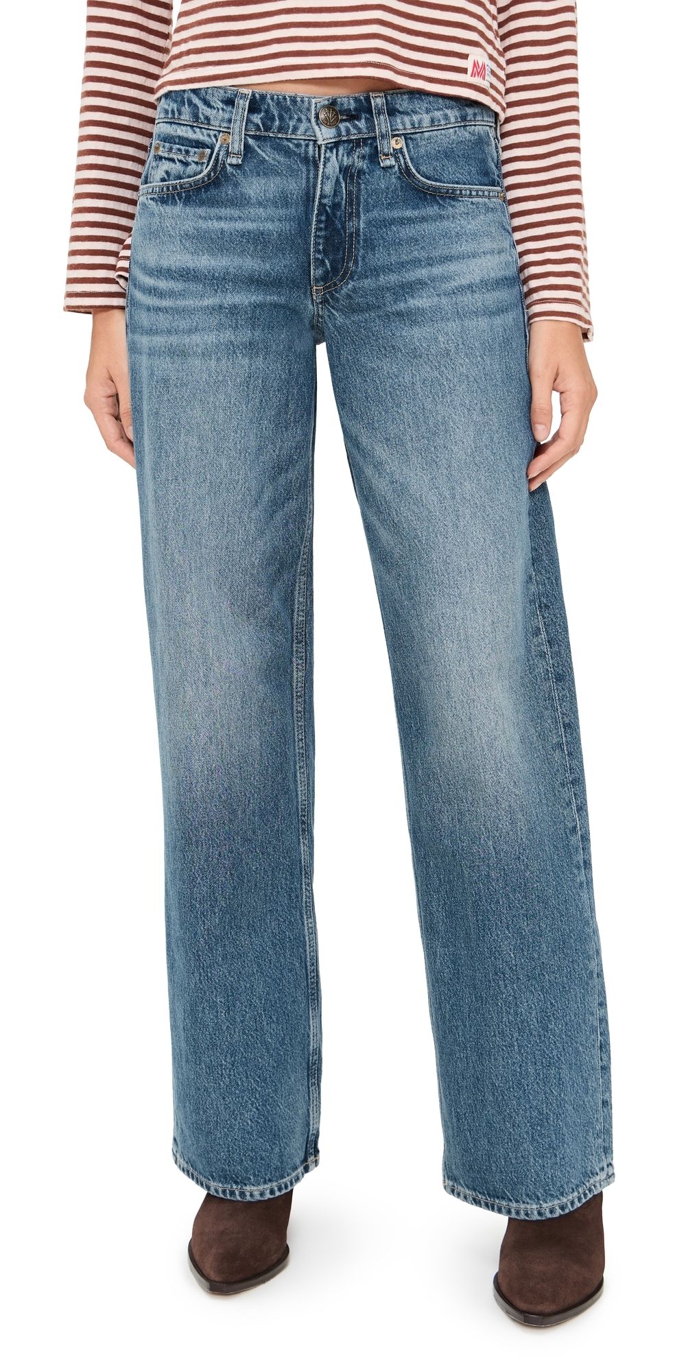 rag & bone Saige Low Rise Full Relaxed Straight Jeans Echo 34