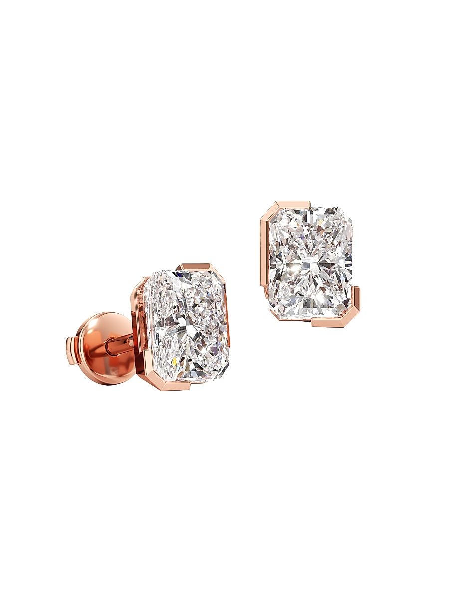Women's Meta 18K Rose Gold & 2.08 TCW Lab-Grown Diamond Radiant-Cut Stud Earrings - Rose Gold