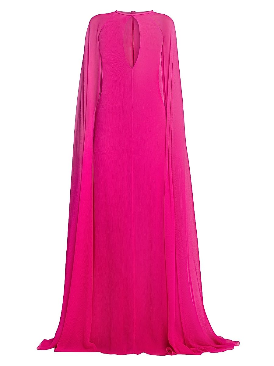 Women's Dégradé Silk Crepon Cape Gown - Combo Fuxia - Size 10