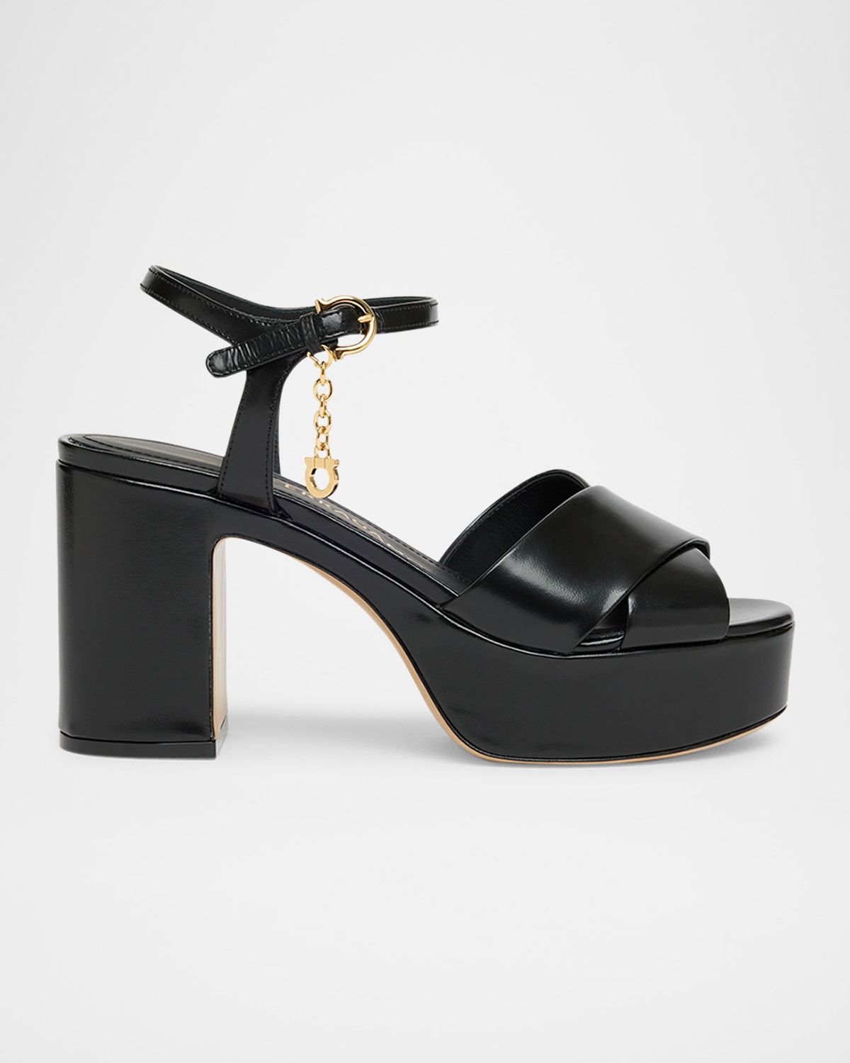 Savia Crisscross Gancini Charm Platform Sandals