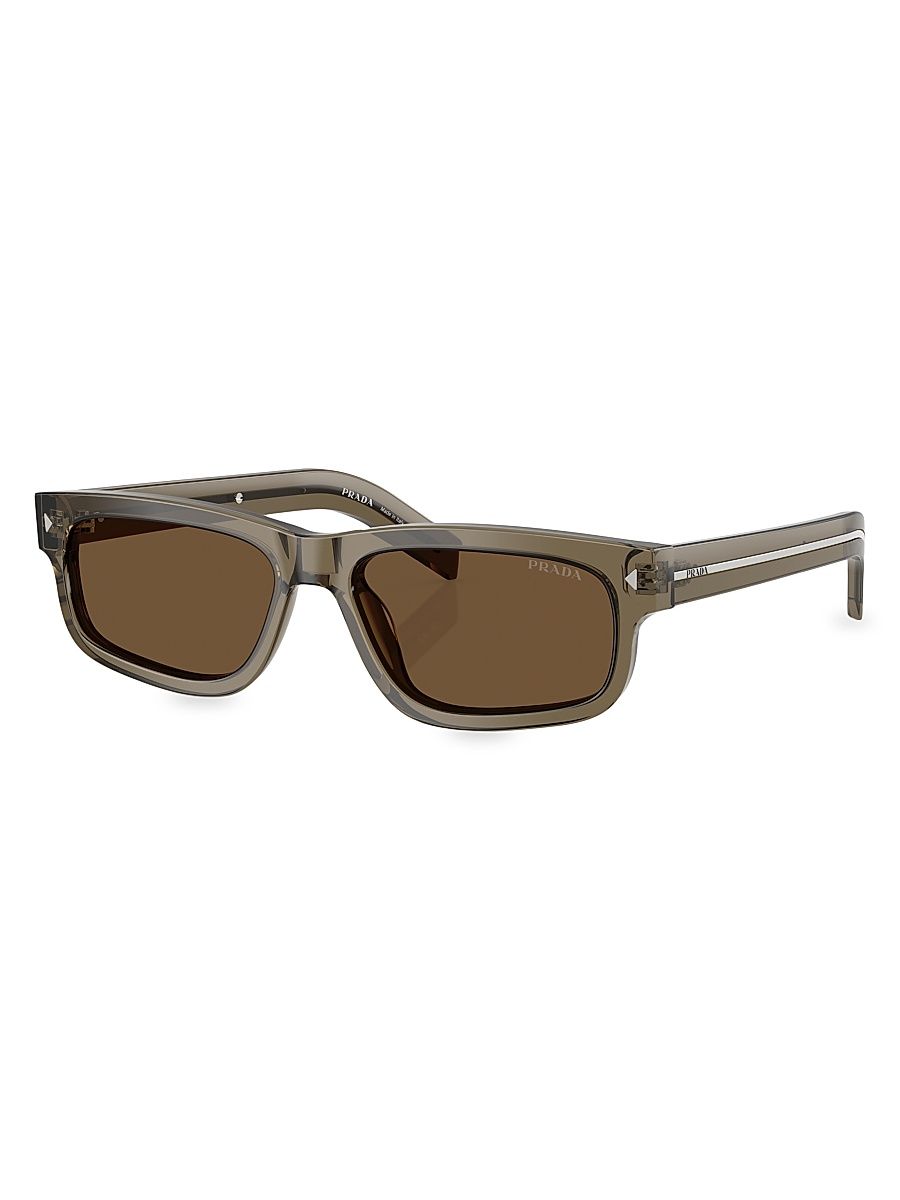 Men's 57MM Rectangular Sunglasses - Dark Brown