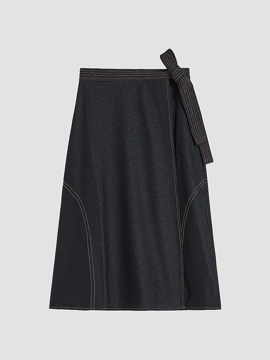 MM Max Mara Women's Denim Look Jersey Wrap Skirt - Midnightblue - Size Medium