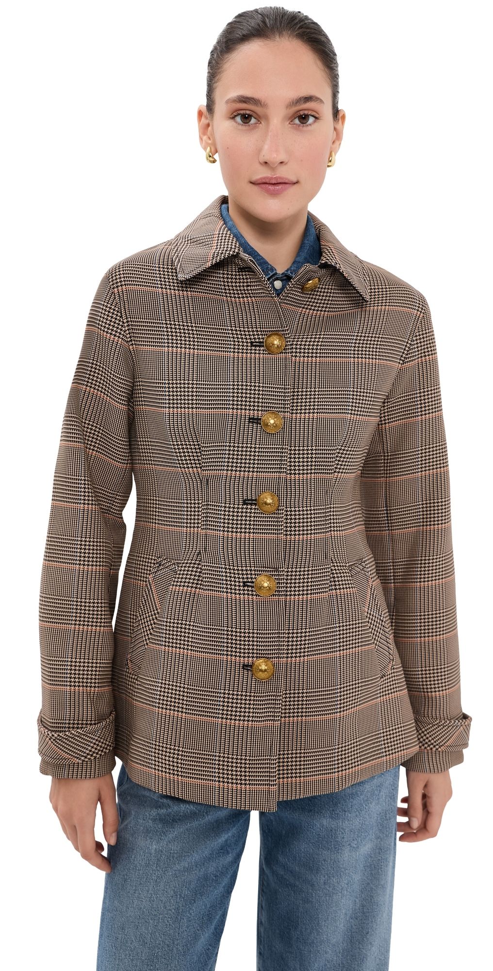 Veronica Beard Severine Coat Khaki Multi S