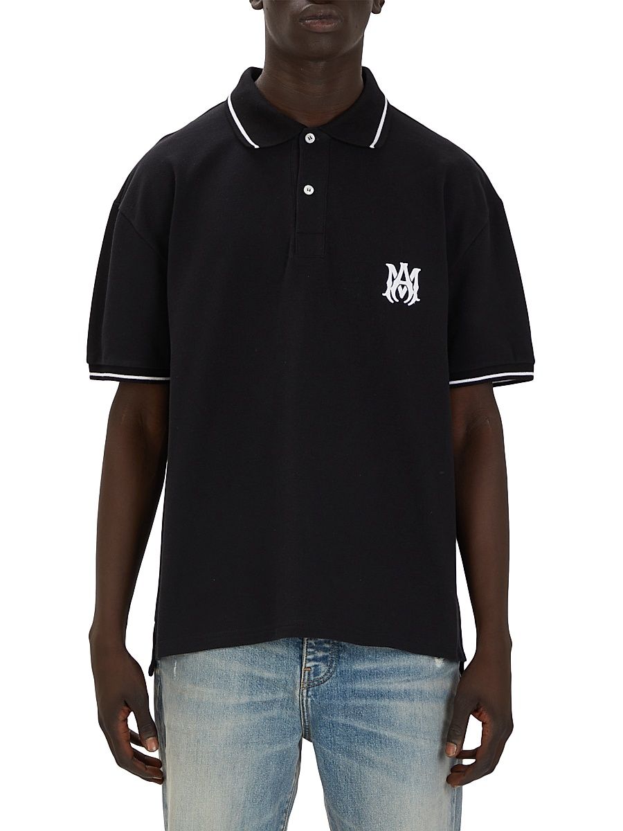 Men's Logo-Embroidered Cotton Polo Shirt - Black - Size Small