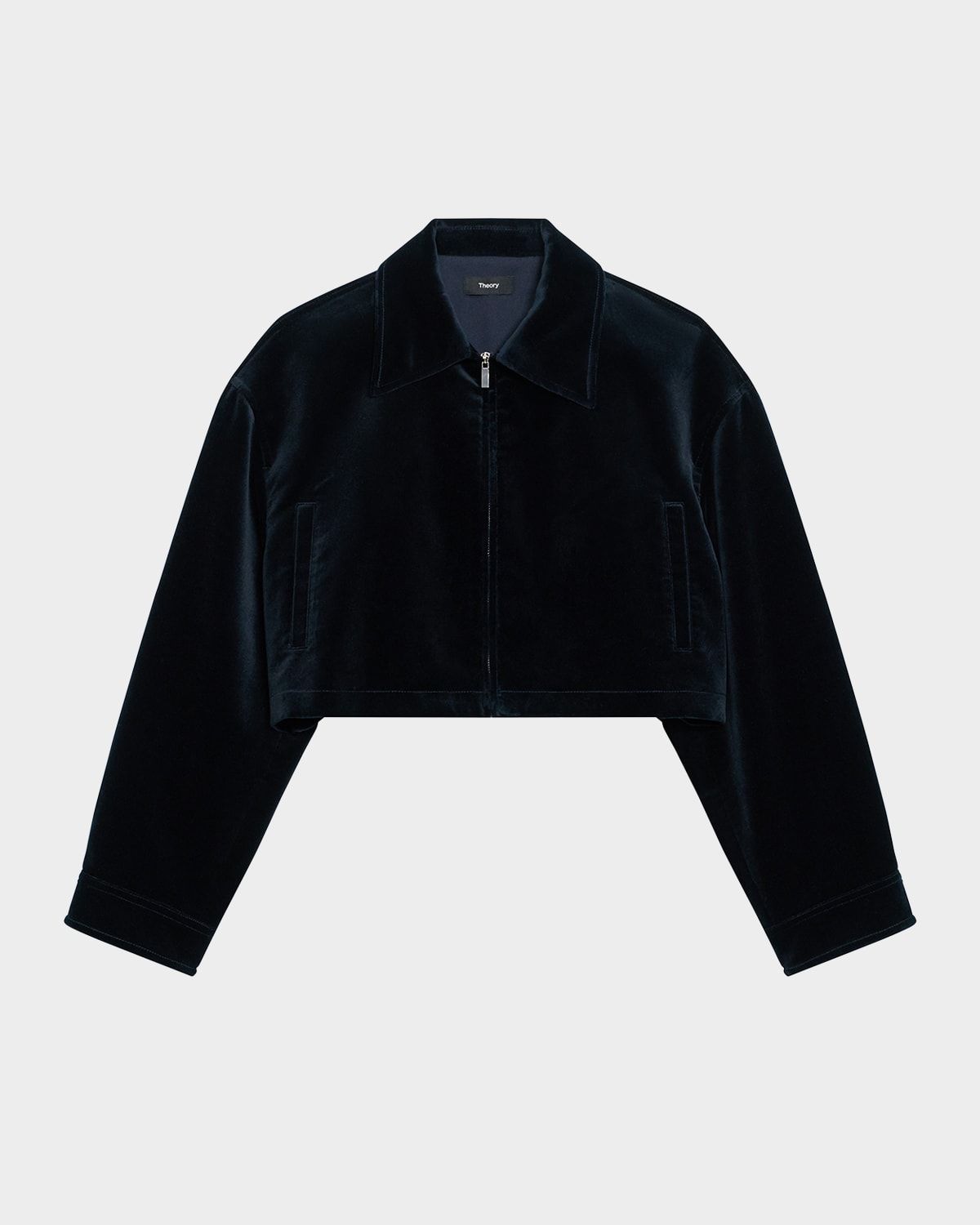 Velvet Zip-Up Crop Jacket