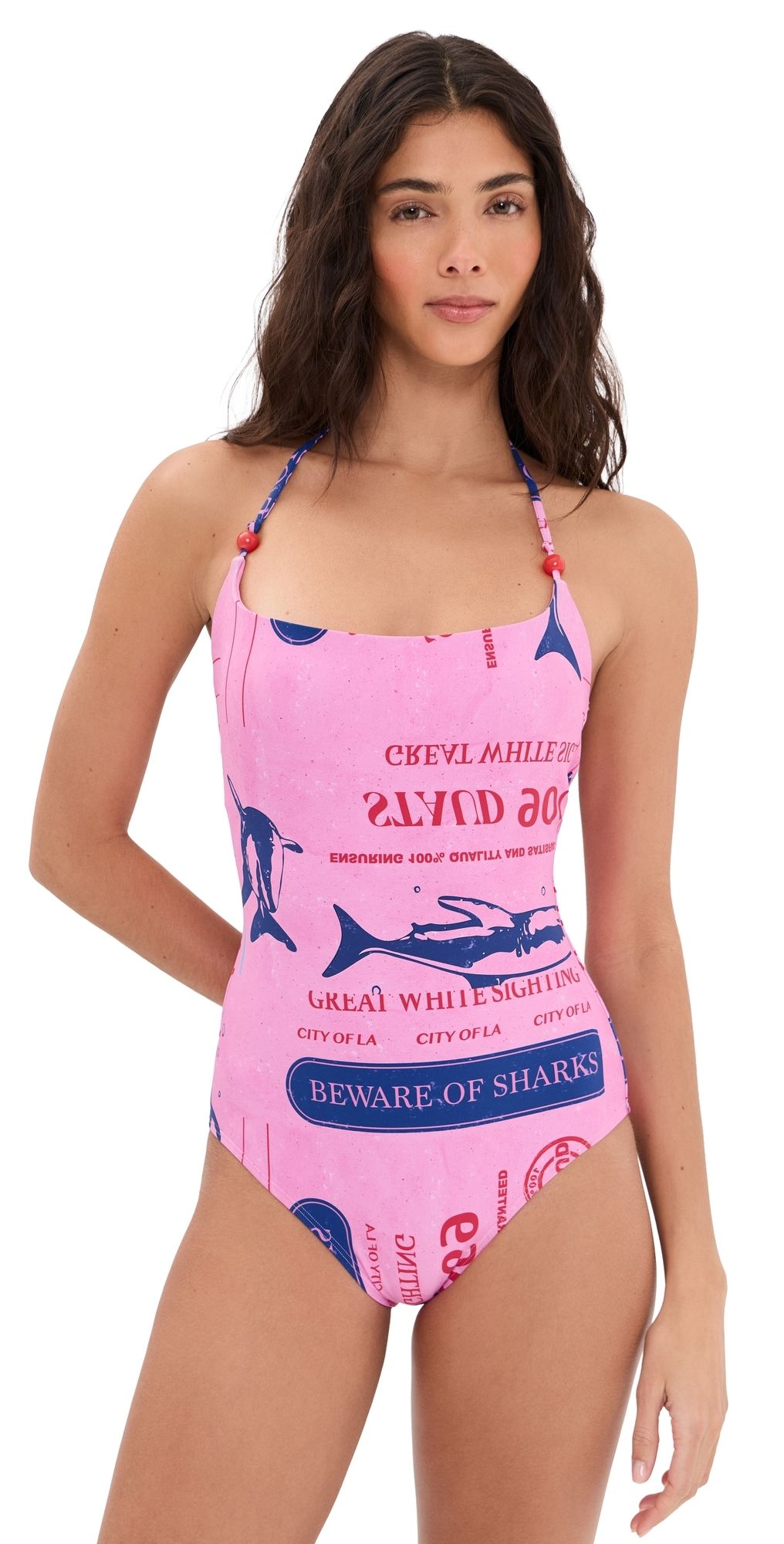 STAUD Laird One Piece Parcel Print Pink XS