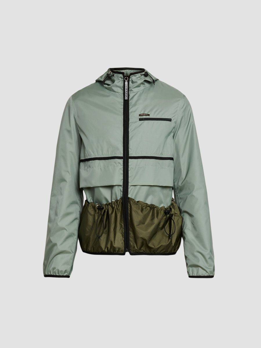 Marni Men's Nylon Hooded Jacket - Natural Grey - Size 40