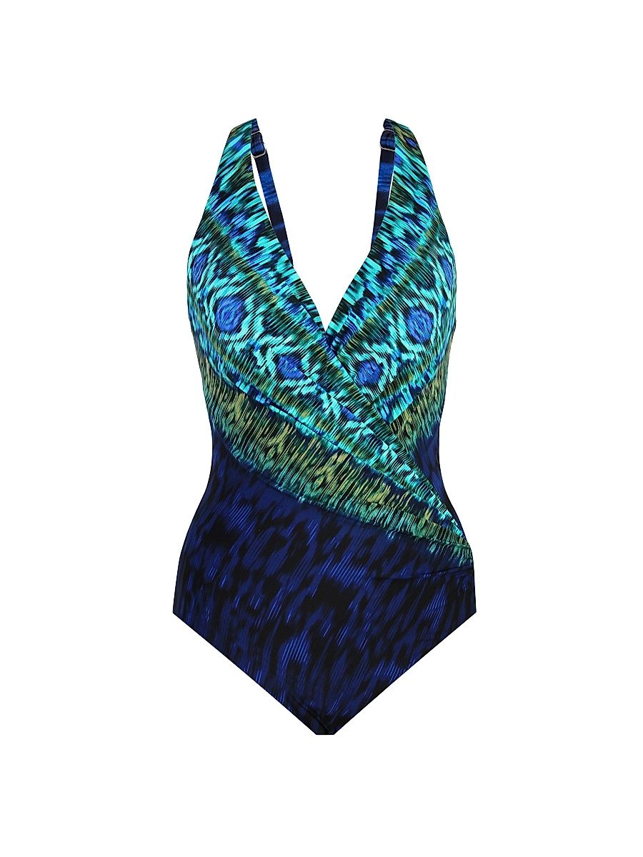Women's Alhambra Wrapsody One-Piece Swimsuit - Blue Multi - Size 10