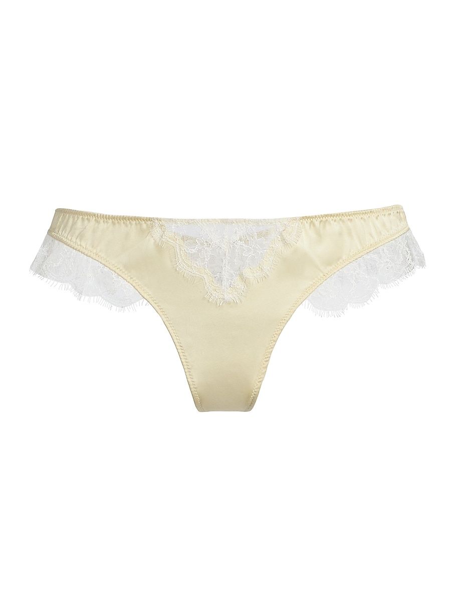 Kiki de Montparnasse Women's Lace Inset Thong - Framboise - Size Large