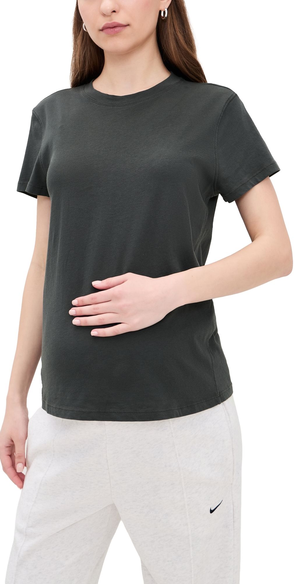 HATCH The Washed Cotton Crew Neck Tee Washed Black XS