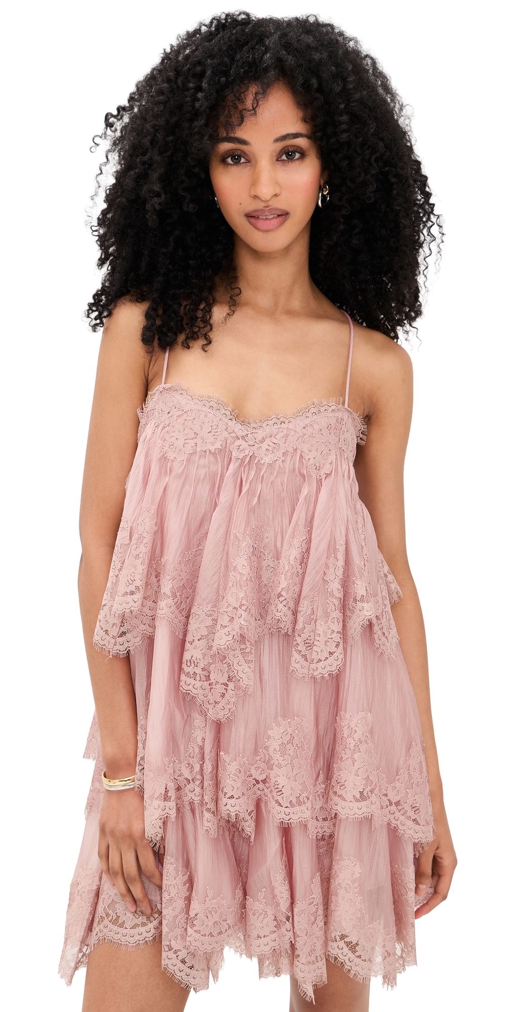 Aje Ophelia Lace Mini Dress Fawn Pink 16