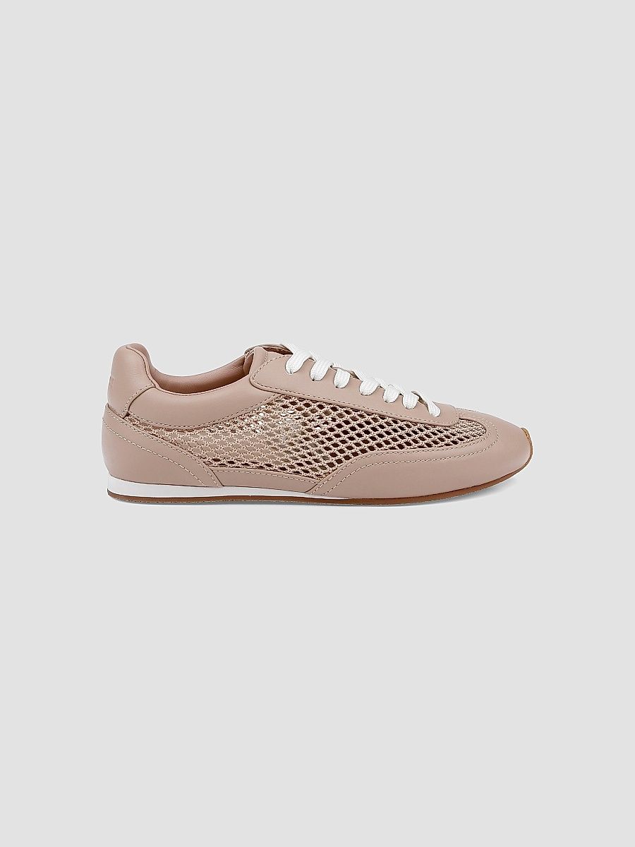 L'AGENCE Women's Jarah Low-Top Sneakers - Cappuccino Leather - Size 8