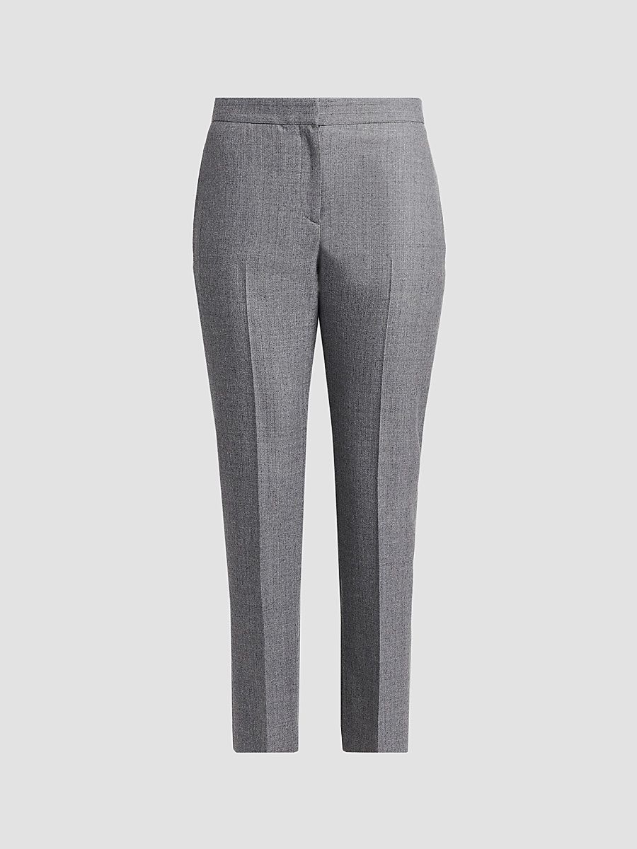 Women's Crop Wool Cigarette Trousers - Grey Melange - Size 2