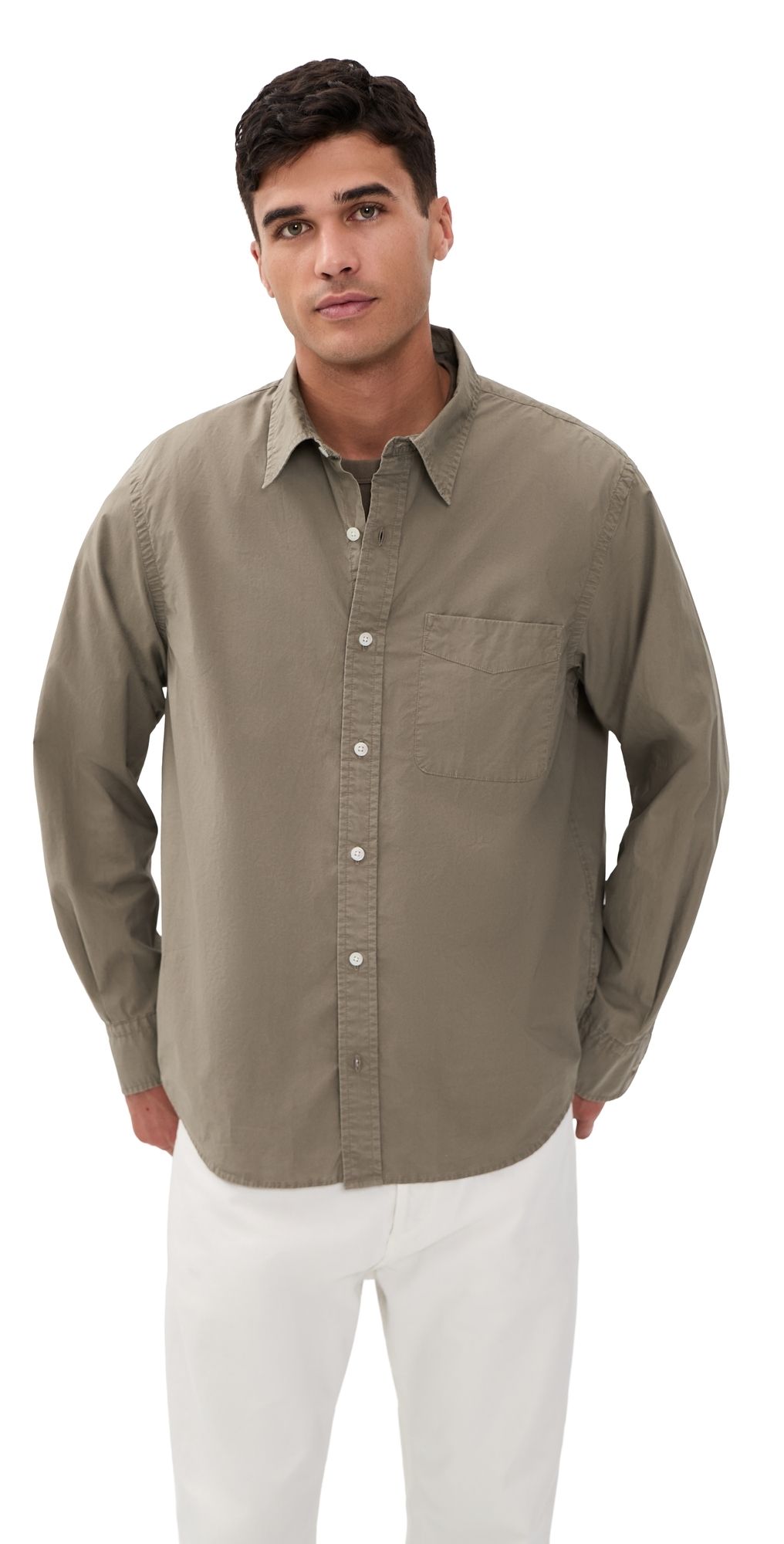 Madewell Long Sleeve Poplin Shirt Dark Driftwood L