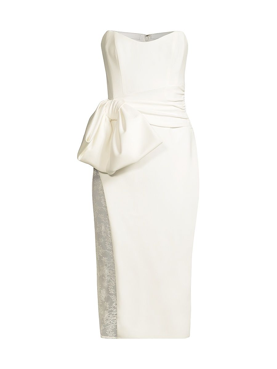 Women's Natalie Bustier Lace Midi Dress - Ivory - Size XS