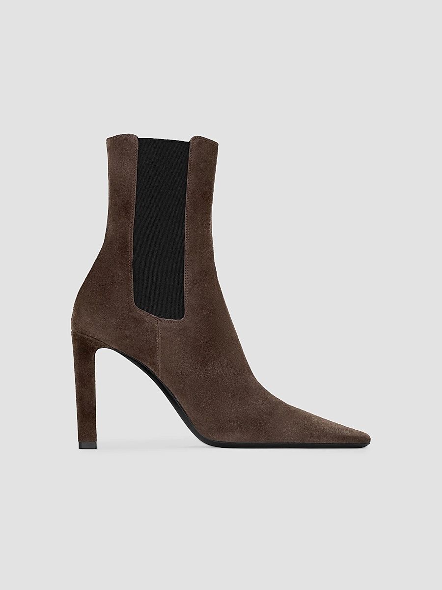 Saint Laurent Women's Francoise Chelsea Boots in Suede - Dark Chocolate - Size 11