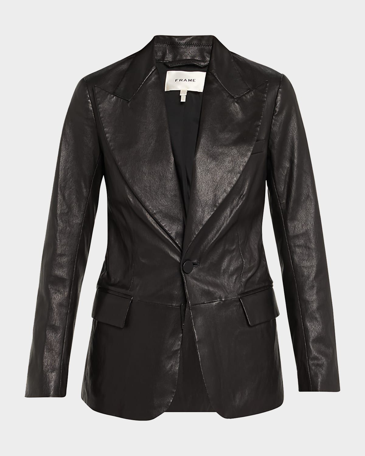 The Peak Lapel Leather Blazer