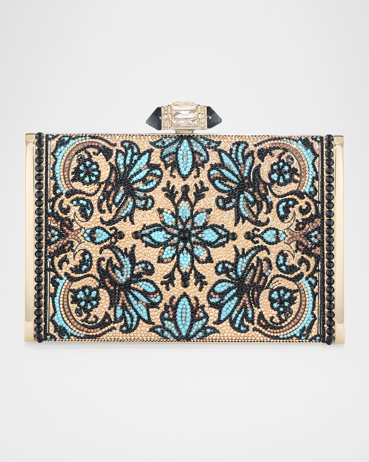 Floral Crystal Rectangle Clutch Bag