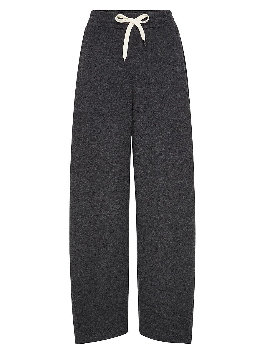 Women's Double Cashmere Jersey Track Trousers - Dark Grey - Size XXXL