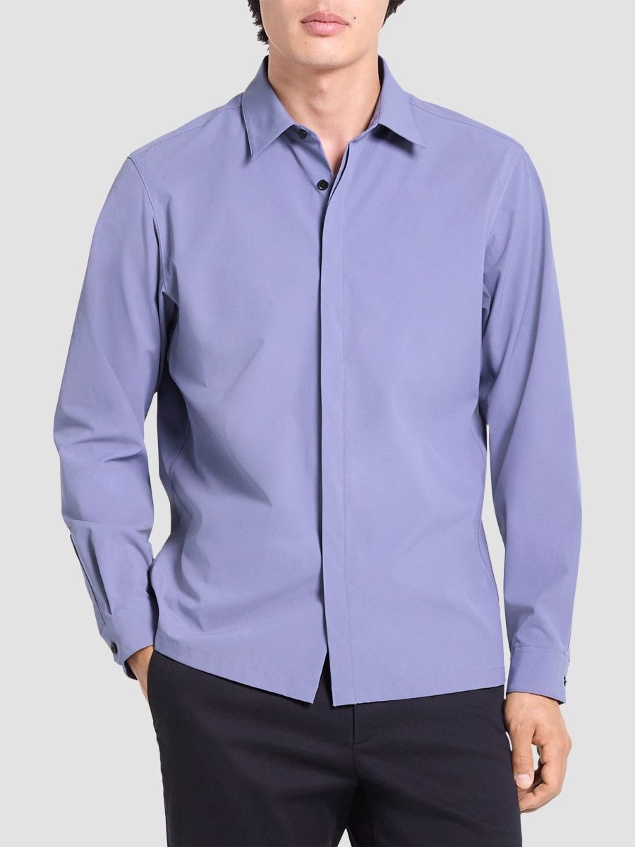 Theory Men's Motion Poplin Shirt - Dusk Blue - Size Medium
