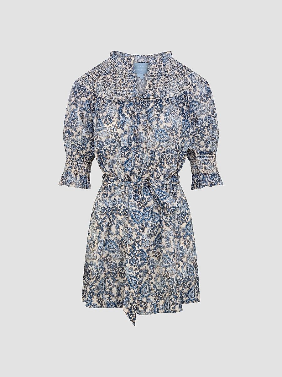 Women's The Zinnia Mini Nap Dress - Chedworth Paisley Blue - Size XXL
