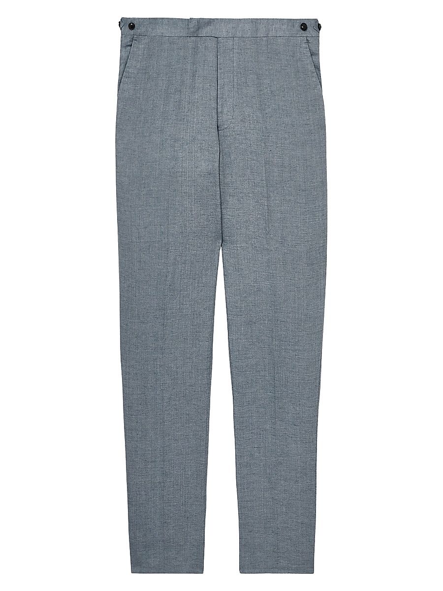 Men's Warner Slim Fit Linen Trousers - Air Force Blue - Size 32