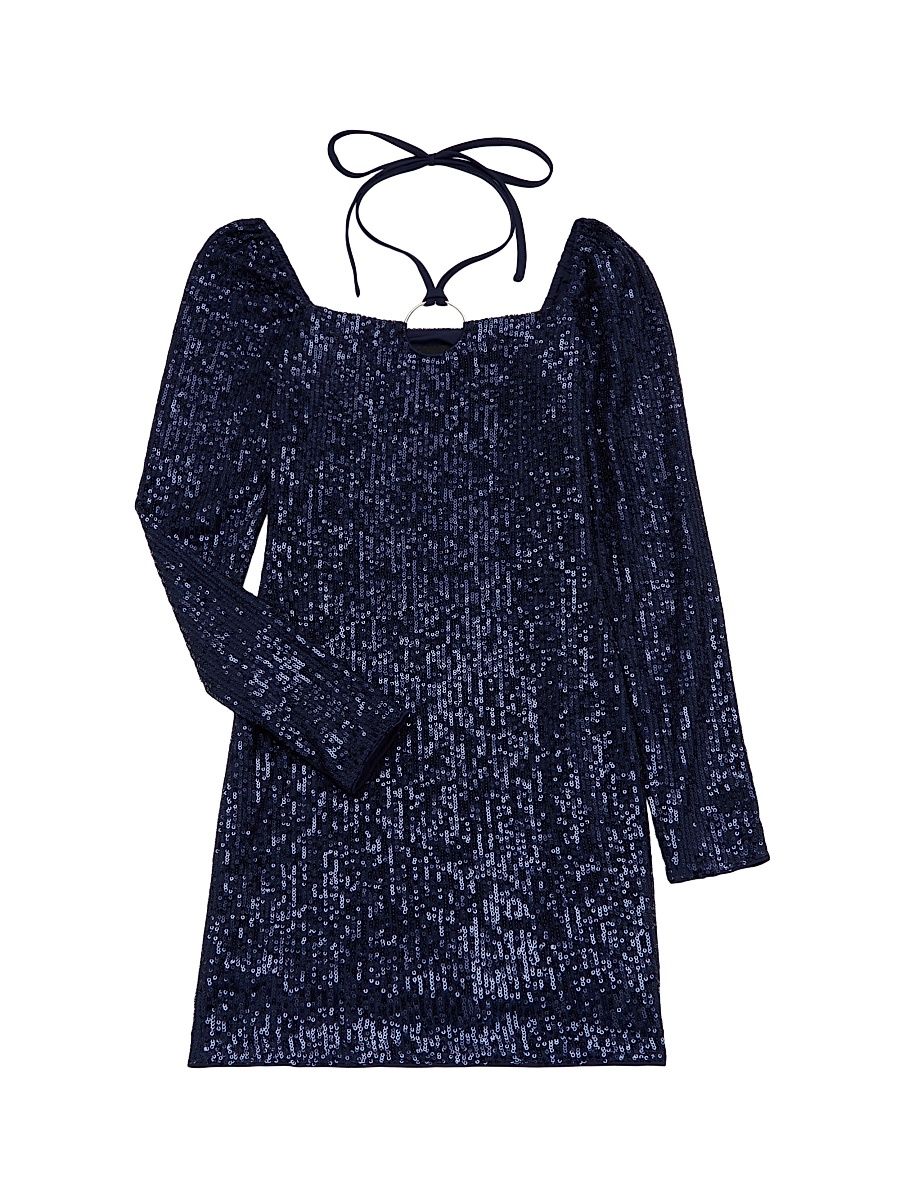 Girl's Stormy Sequin Dress - Navy Sequin - Size 14