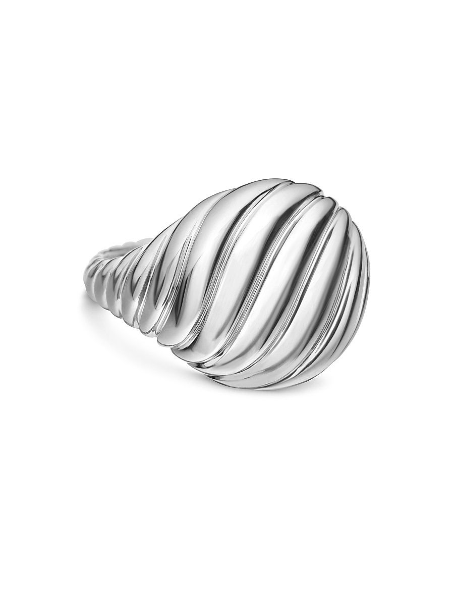 Women's Sculpted Cable Pinky Ring in Sterling Silver, 13MM - Silver - Size 4