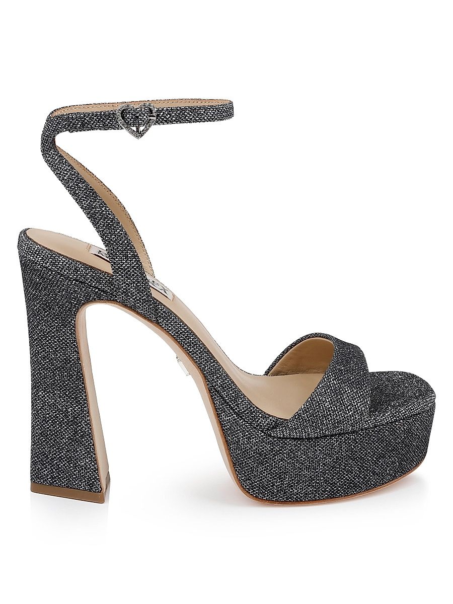 Women's Caia 125MM Glitter Platform Sandals - Pewter Glitter - Size 5