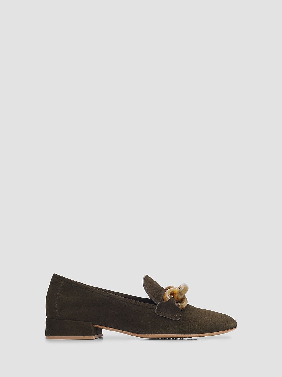 Women's Gizi Chain Link Suede Loafers - Gator Plush Suede - Size 12