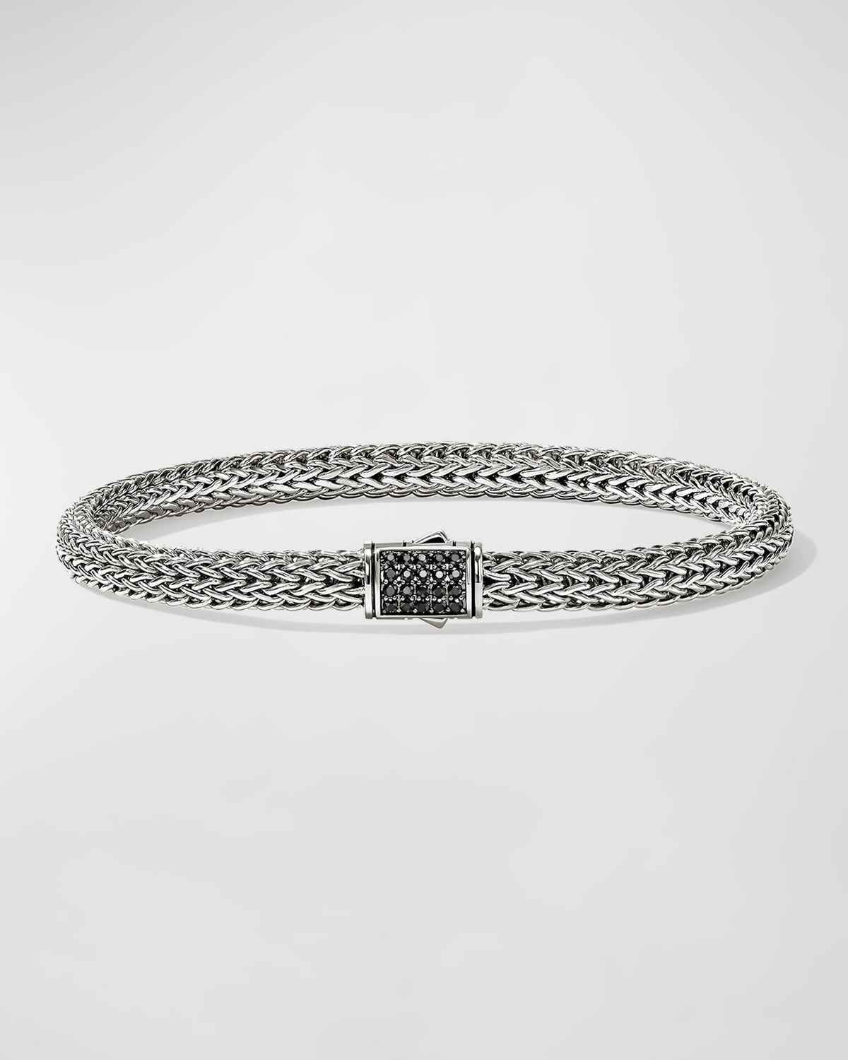 Men & apos;s Icon Sterling Silver Chain Bracelet with Black Sapphire Clasp