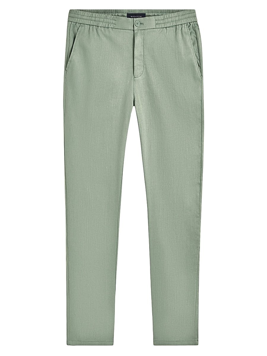 Men's Linen & Cotton Elasticized Straight-Leg Pants - Khaki - Size XXL