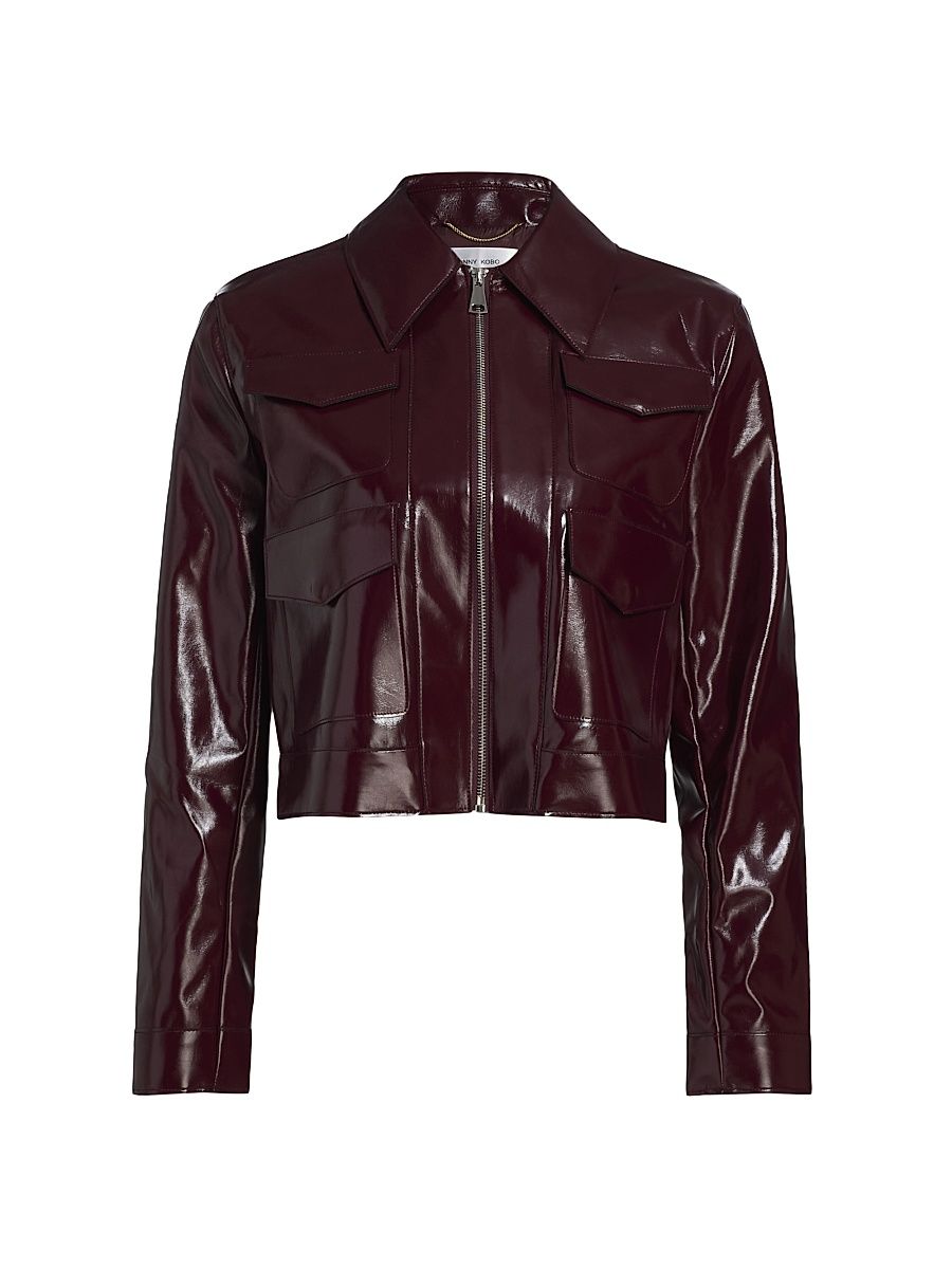 Women's Linde Faux Leather Jacket - Burgundy - Size Small