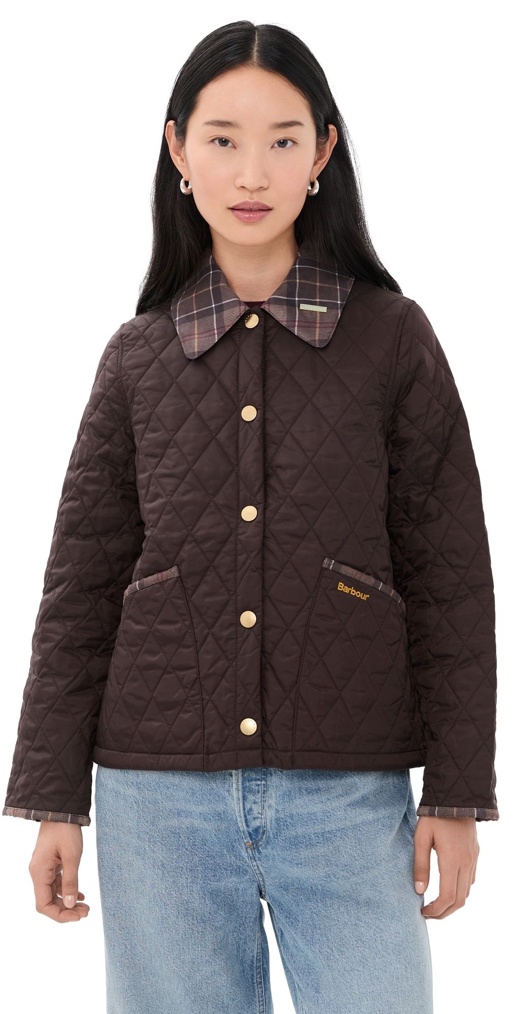 Barbour Barbour Icons Tartan Collar Cropped Liddesdale Quilted Jacket Rustic/Muted 12