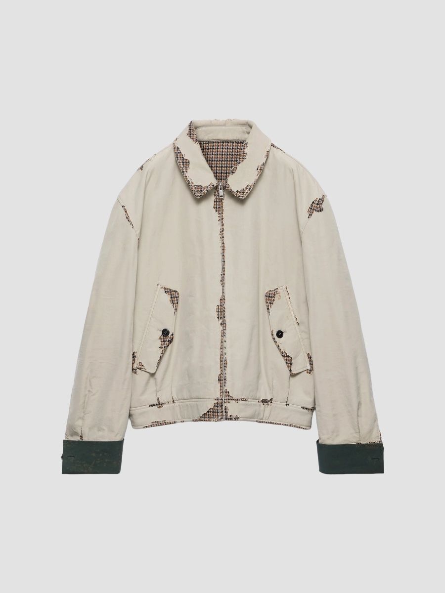 Prada Men's Bonded Devoré Cotton Jacket - Beige Khaki - Size 38