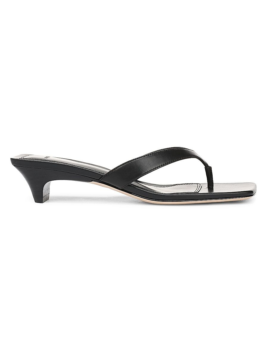 Women's San Juan Leather Kitten Heel Thong Sandals - Black - Size 11