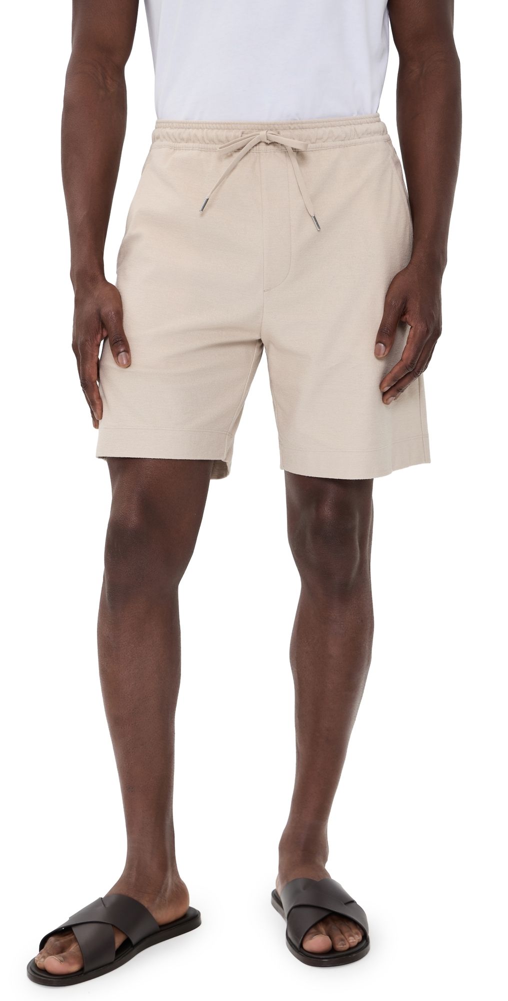 Theory Soft Terry Drawstring Shorts Warm Silver Cloud L