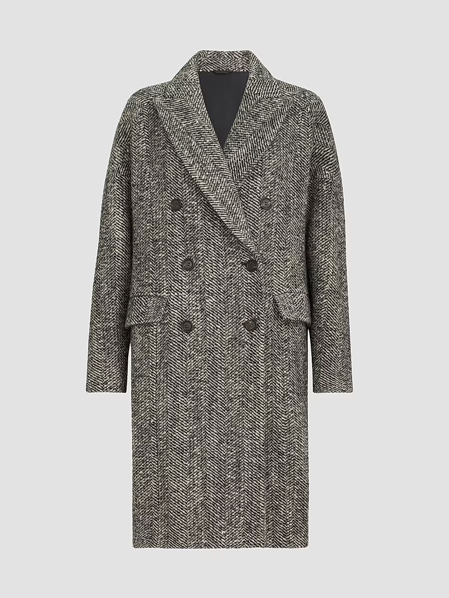 Women's Dazzling Virgin Wool and Alpaca Chevron Coat - Panama - Size 4