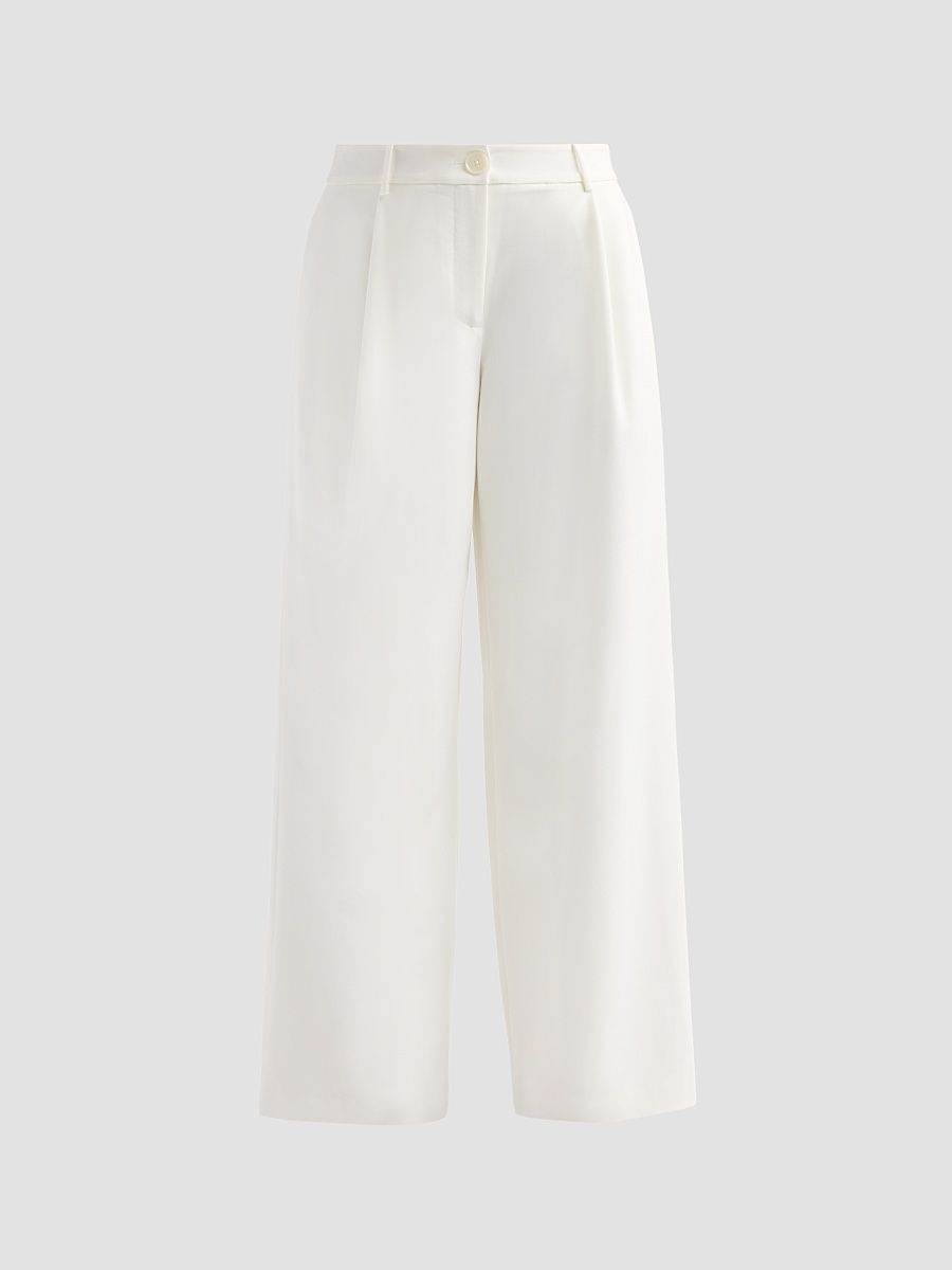 Women's Solara Pleated Wide-Leg Trousers - Optic - Size 12