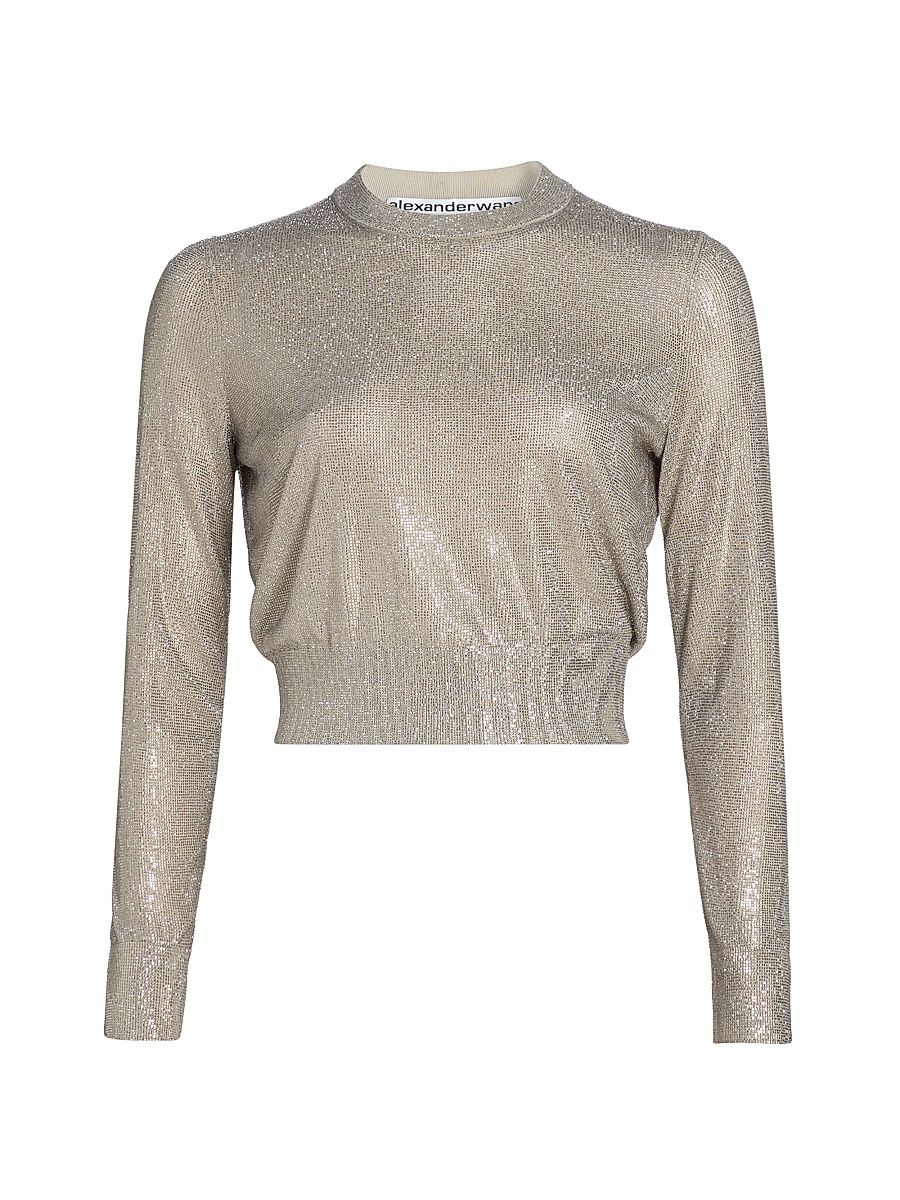 Women's Metallic Shimmer Jersey Top - Champagne - Size XS