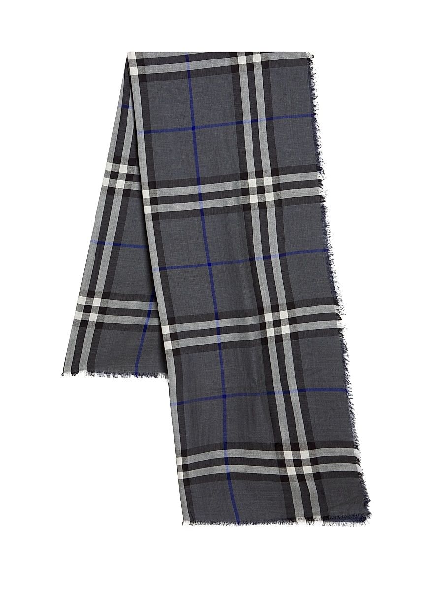 Men's Check Wool-Silk Scarf - Marlborough Grey Ban