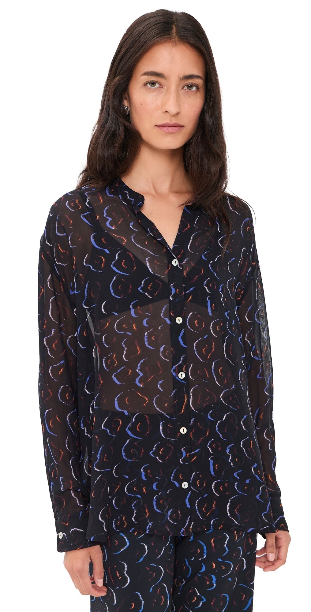 Eywasouls Malibu Phoenix Button Down Shirt Midnight Safari L