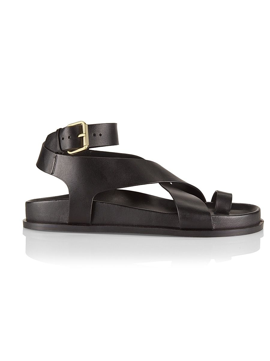 Women's Jalen Leather Ankle-Wrap Sandals - Black - Size 11