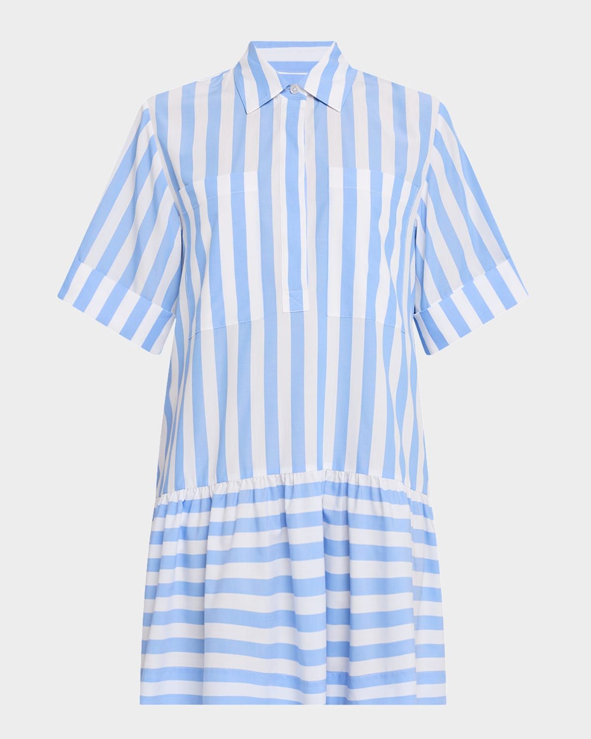 Cris Stripe Short-Sleeve Shirtdress